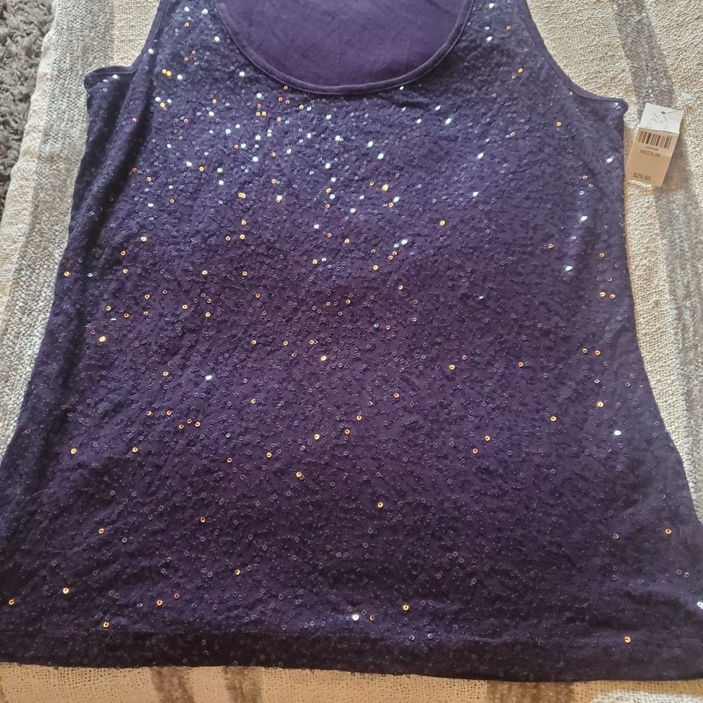 DARK blue sequined tank top